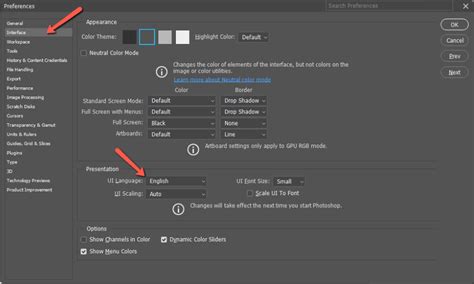 how to change photoshop language